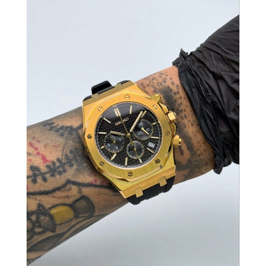 Custom Seiko Mod • Black Gold AP Quartz Chronograph • 42mm